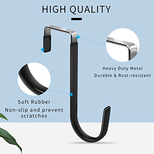 FYY Over the Door Hooks, 4 Pack Door Hangers Hooks with Rubber Prevent Scratches Heavy Duty Organizer Hooks for Living Room, Bathroom, Bedroom, Kitchen Hanging Clothes, Towels, Hats, Coats, Bags Black - Image 4