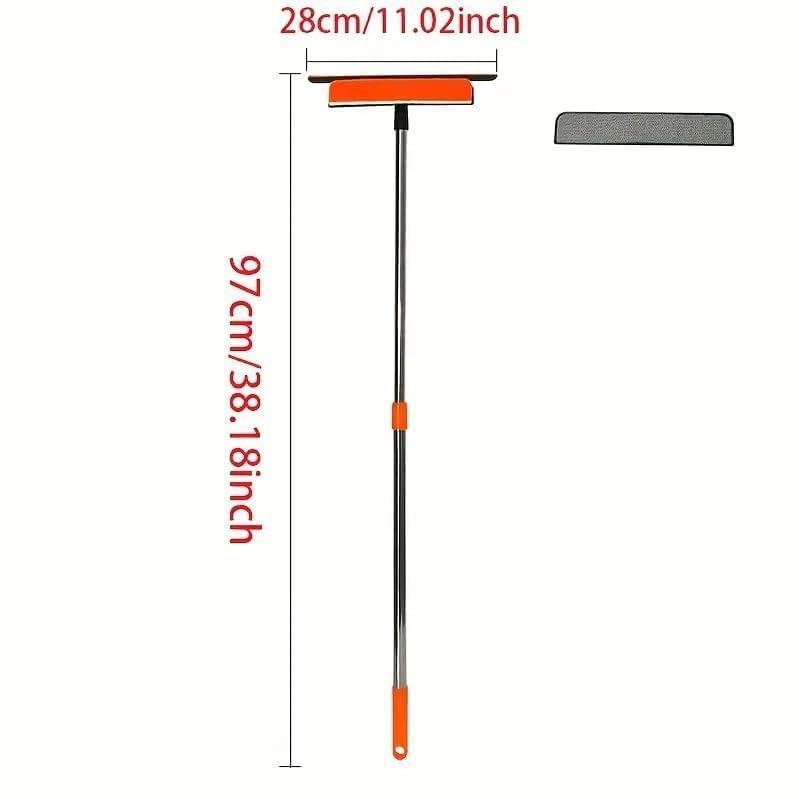 Image of 3 in 1 Plastic Easy Glass Cleaning Brush, Double-Sided Wiper for Car Windows, Mirrors, Glass, Floors with Cleaning Cloth, Clean Shave Design, Handy Tool