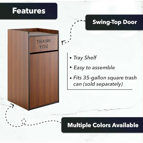 Mueble para basura de madera nogal 35 galones con puerta abatible miniatura 3