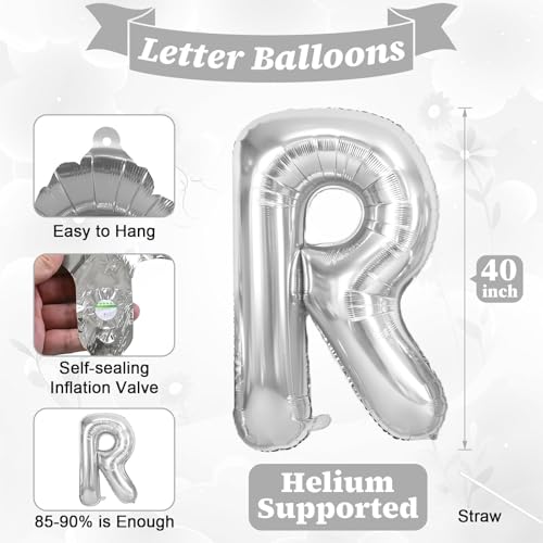 40inch Silver BRIDE Letter Balloons, Giant Silver Bride Foil Helium Balloon Banner with Heart Balloon for Bride to Be Wedding Engagement Bridal Shower Bachelorette Party Decoration — view 2