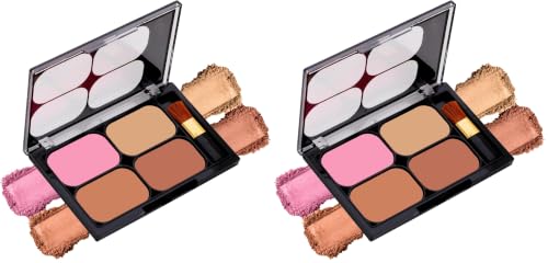 Image of Colors Queen Blush and Highlighter Palette for Face Makeup | Matte Finish, Highly Pigmented & Lightweight Silky Smooth Texture | Blusher and Highlighter Palette with Brush (Multicolor - 02)