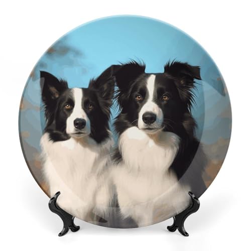 Plato decorativo borde Collie en porcelana 6 in miniatura 1