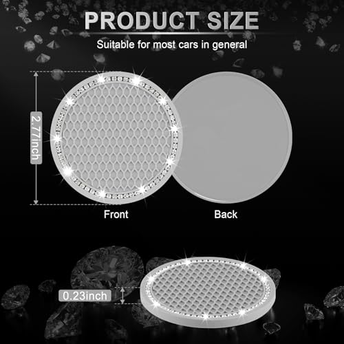 Image of JUSTTOP 2 Pack Universal Auto Anti Slip Cup Holder Insert Coaster, Car Cup Holder Coaster, Bling Crystal Rhinestone Car Interior Accessories-Grey