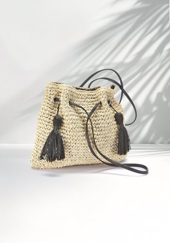 LASCANA Women's Tassel Raffia Handbag2