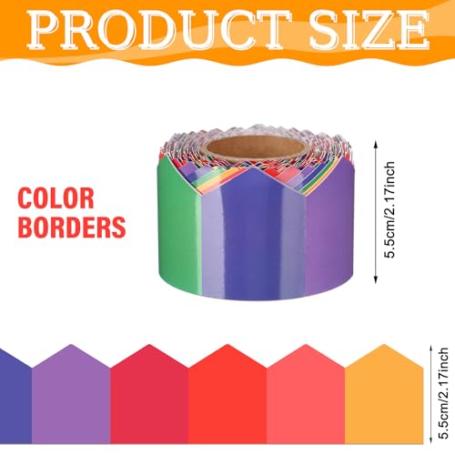 Image of Zonon 65 ft Rainbow Irregular Bulletin Board Border Colorful Rainbow Classroom Decor Irregular Die-Cut Board Border Trim for Back to School Classroom Chalkboard Wall Decoration