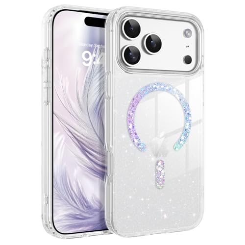 BENTOBEN Magnetic for iPhone 17 Pro Max Case, Clear Crystal Glitter Bling 17 Pro Max Phone Case [Compatible with MagSafe], Shockproof Sparkly Cute Women Girl Cover for iPhone 17 Pro Max, Clear Glitter - image 1