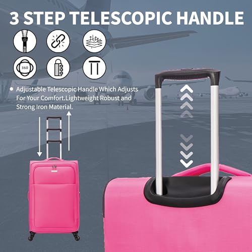 Flymax Cabin Suitcase 4-Wheel Lightweight Hand Luggage Fits 55X35X20, Easyjet & Ryanair Approved, Black, 2Kg, 4-Wheel Spinner, Combination Lock - 6