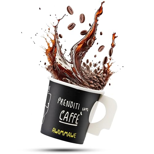 awimmawe 150 vasos de café de 120 ml con mango de papel desechable biodegradable, tazas de espresso desechables de cartón para llevar biodegradables, ecológicos, resistentes a bebidas calientes