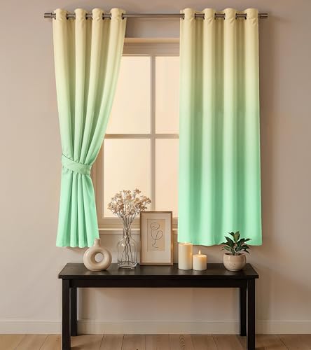 Image of Ultimate Trends Room Darkening Ombre Curtain | Polyester Gradient | Room Doors and Window| 8 FEET Pack of 1,Vanilla Mint
