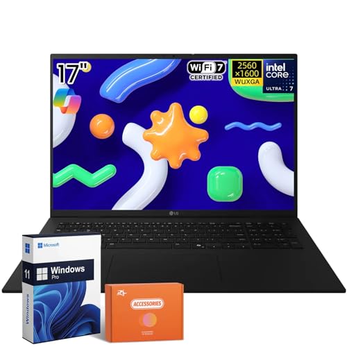 Gram 17 2025 Touchscreen Laptop, 17 Inch 2.5K Display, Intel Ultra 7 Processor, Lightweight, 32GB RAM, 2TB SSD, Copilot+ PC, WiFi 7, Windows 11 Pro, Obsidian Black, W/Accessories