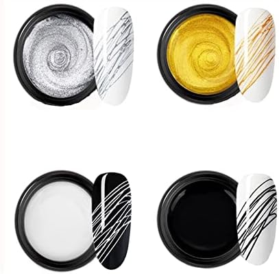 4 Colors Spider Gel for Nail Art,Painting Elastic Drawing Spider Gel Soak off UV LED Gel Polish,Nail Art DIY Gel Paint Design Point To Line Drawing And Painting Decoration Draw Silk Varnish