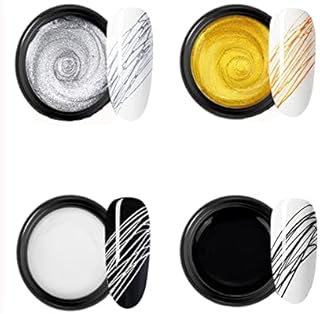 4 Colors Spider Gel for Nail Art,Painting Elastic Drawing Spider Gel Soak off UV LED Gel Polish,Nail Art DIY Gel Paint Design Point To Line Drawing And Painting Decoration Draw Silk Varnish