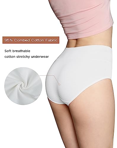 Image of INNERSY Women's High Waisted Underwear Cotton Panties Regular & Plus Size 5-Pack