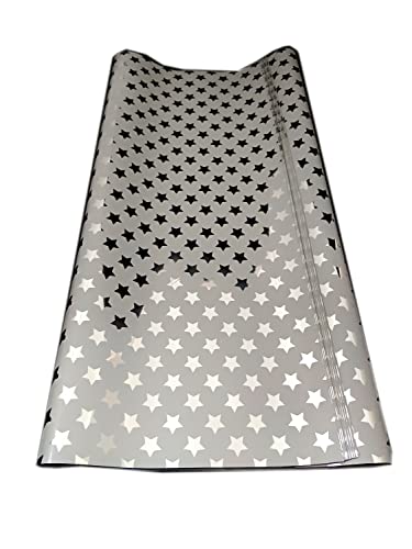 Image of 3A Featuretail 20 In x 25 In Star Print Cellophane Sheets For Gift Wrap, Christmas Gift Wrappin, Baskets Hamper Packing, Flowers Wrapping (Pack of 25) (Silver)