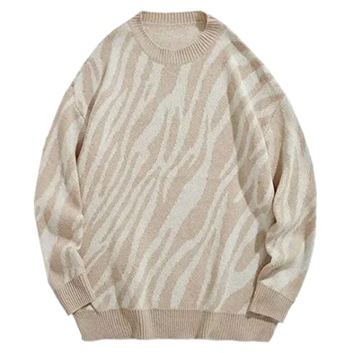 Men Hip Hop Streetwear Vintage Zebra Sweaters Loose Pullover Knit Couples Knitted Sweater4