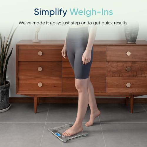 Etekcity Digital Body Weight Bathroom Scale, Large Blue LCD Backlight Display, High Precision Measurements,6mm Tempered Glass, 400 Pounds