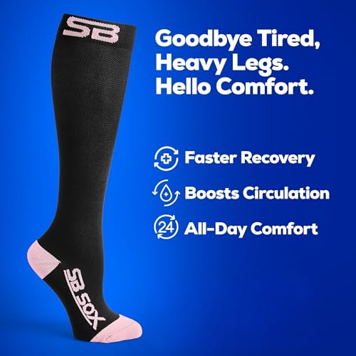 Image of SB SOX Compression Socks for Men & Women (20-30mmHg) - Best Compression Socks for Travel, Medical, Sports, Wide Calf Fit, and Daily Wear