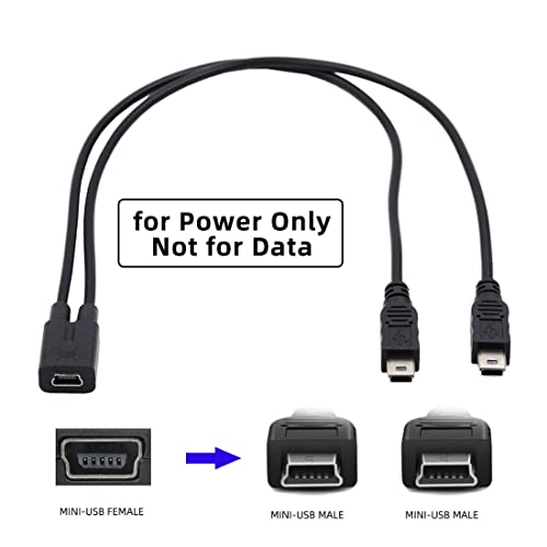 chenyang Mini USB Splitter Charging Cable, 0.98FT/0.3M, Supports Charging Two Mini USB Devices at Once, Black - Image 4
