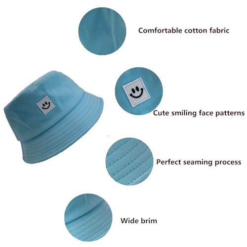 Kids Sun Hat Smile Face Bucket Hat for Girls Boys Summer Sun Protection Cotton Unisex Beach Cap3