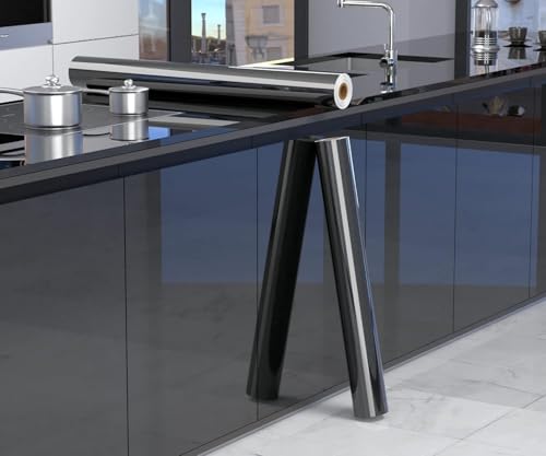 Image of HOME13 Kitchen Wallpaper (24x108 Inch, Glossy Black Wallpaper)