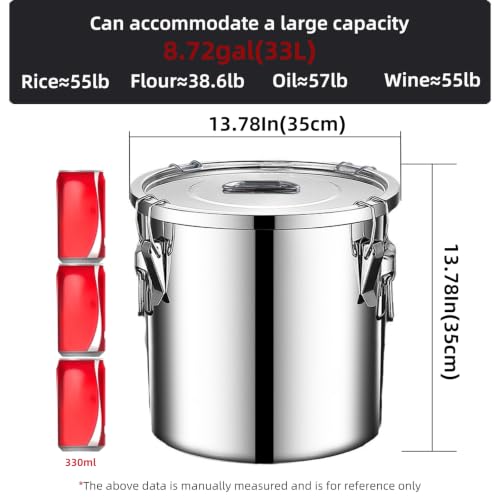 Image of Stainless Steel Airtight Food Storage container with Lid for Pantry Kitchen