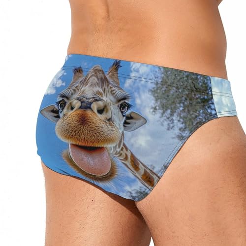 Selfie Photo of Giraffe Novelty Men's Brief Swimwear Pants Swimming Trunks Beach Shorts Underwear3