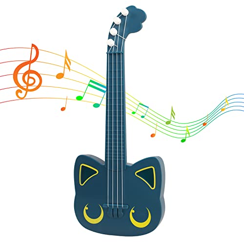 OnliForYu Kids Guitar 16.5 Inch 4 Steel Strings, with Pick Children Musical Instruments Educational Learning Toys Cute Kids Ukulele Gifts for Toddler Boys and Girls Beginners Ages 3 4 5 6 7 9 (Blue)