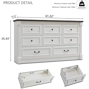 Farmhouse8drawersdresserforbedroom61widelargedresserschestsofdrawerswromancolumnstoragedressersorganizerforbedroomhallwaylivingroomwhite Urban Country Home Decor Farmhouse 8 drawers dresser for bedroom 61 wide large dressers chests of drawers wroman column storage dressers organizer for bedroom hallway living room white urban country home decor