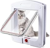 Trampilla para gatos, Puerta para gatos, Cierre de 4 vías con imanes, trampilla para gatos, trampilla Manual silenciosa para Mascotas para Pared/Puerta de Madera/Puerta de UPVC