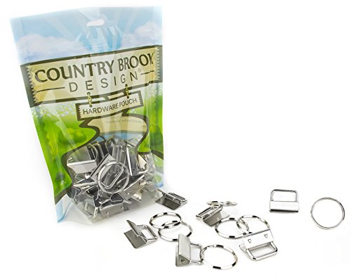 50 - Country Brook Design - 1 Inch Key Chain Fob Wristlet Hardware Sets with Key Ring