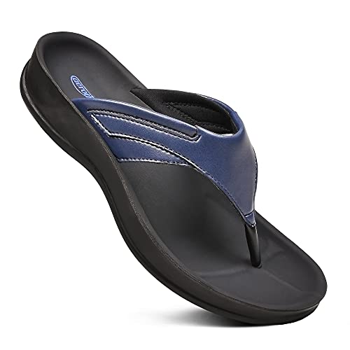 AEROTHOTIC Arch Supportive Strappy Orthotic Comfortable Flip Flops Cushion Soft Toe Post Non-Slip Summer Casual Travel Walking Thong Sandals Women Beach Essentials