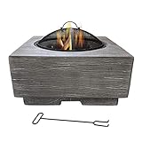 HLEZ Feuerkorb Plum, Feuerstelle mit Grillrost 60 x 39 cm Modische und Künstlerische Magnesiumoxidbasis für Heizung/BBQ, Garten Terrasse Feuerschale