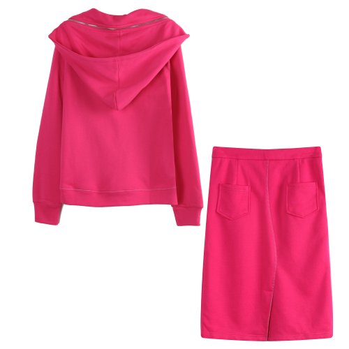 Richie House Women's Magenta Cotton Skirt Suit #TOP21