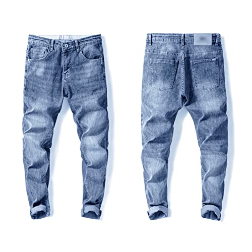 Men's Skinny Slim Fit Stretch Jeans Stylish Washed Tapered Leg Denim Pants Classic Vintage Pencil Jean Trousers2