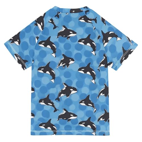 ALAZA Kids Rash Guard Boys Toddler Swim Shirts Short Sleeve Orca Whale Blue UPF 50+ 3T2