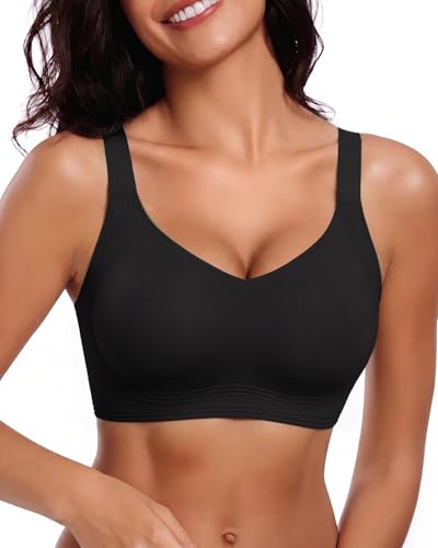 Image of Wireless Support Bra Full Coverage Padded Push Up Anti Sagging Comfortable Seamless Lace Bras No Underwire