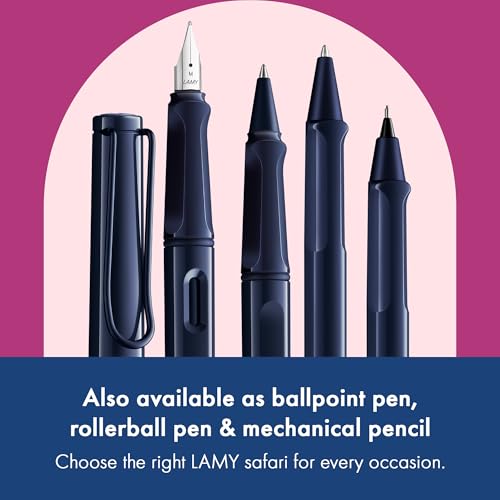Image of LAMY safari dark dusk - Fountain Pen with ergonomic grip & polished steel nib in size M - ideal for any Writing & Calligraphy - including LAMY T 10 blue cartridge - Right-Handed