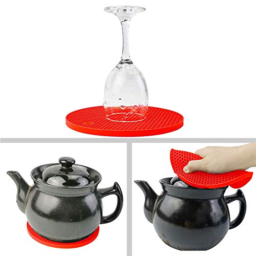 Image of Countertop Protector Heat Resistant Trivets for Hot Pots and Pans - Non-Slip Insulated Heat Pads for Kitchen Counter Red Pack of 2