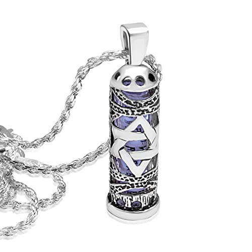 Artist Unknown Mezuzah Necklace 925 Sterling Silver Star of David Pendant with Scroll Shema Israel Prayer Passover Jewish Jewelry Gift Idea, 20