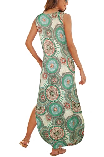 Image of Hount Women's Casual Summer Sleeveless Dress Loose Split Maxi Dresses with Pockets