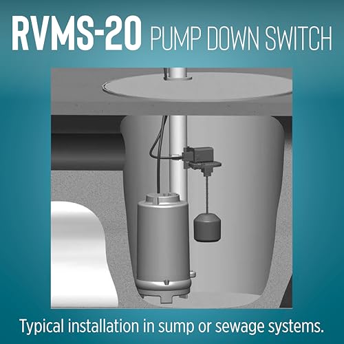 Image of Little Giant RVMS-20 115-Volt Piggyback Vertical Mechanical Pump Down Float Switch for Pumps up to 1 /2 HP with 20-ft. Cord, Black, 599263