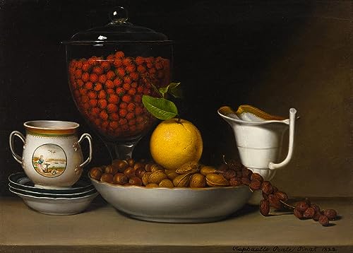 RZHRHJES Clásicas Poster Pintura Impresión Pintura de Lienzo Nórdico Bodegón de fresas de Raphaelle Peale para la Decoración del Hogar del Dormitorio 60x90cm