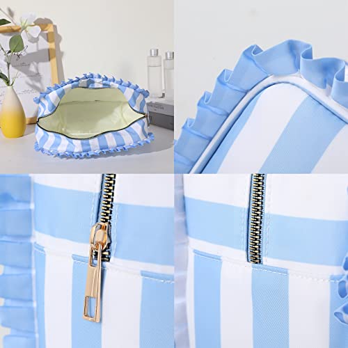 EMBRUNIOICE Checkered Makeup Bag, Cute Cosmetic Bag Zipper Makeup Pouch for Travel, Organizer Toiletry Bag for Women (Purple)