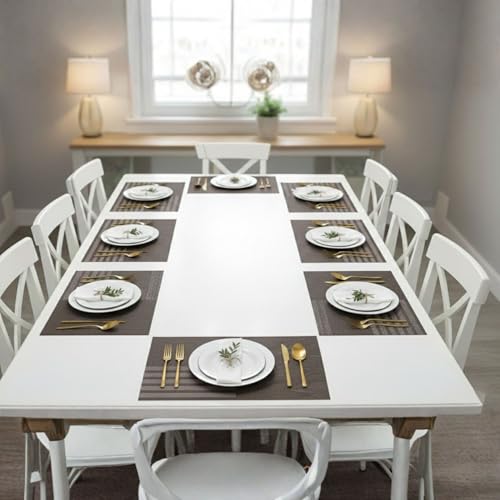 Image of YELONA Placemats Set of 8, Heat-Resistant Woven Vinyl Table Mats, Non-Slip & Washable Dining Tablemats for Kitchen & Dinner Decor, Bistre Brown (45cm x 30cm)