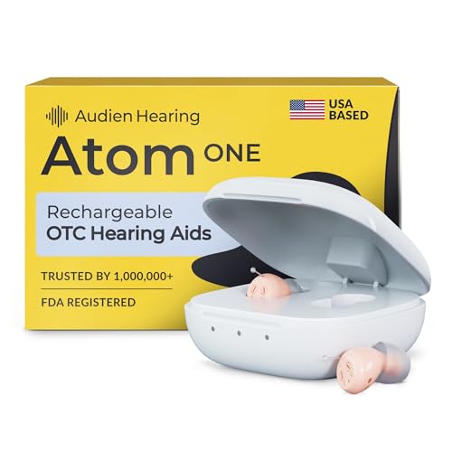 Audien Atom One OTC Hearing Aids - Wireless, Rechargeable, and Comfortable | Clear Sound in a Small, Discreet Design for Seniors & Adults with Hearing Loss