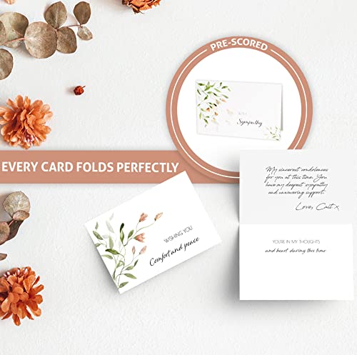 Kibaga Beautiful Sympathy Cards Set Of 20 With Envelopes And Stickers - Perfect Bulk Set To Express Your Condolences - Tasteful Watercolor Floral Assortment W/A Simple Heartfelt Note Of Condolence #TOP6