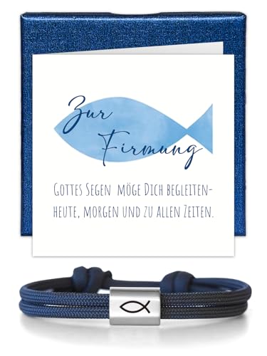 Firmung Geschenke Mädchen Junge Ichthys Fisch Symbol Armband mit Geschenkbox & Grußkarte Firmung Armband Firmgeschenk Mädchen Junge