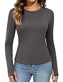 Niwicee Camiseta Termica Mujer - Deporte Camiseta Termicas Camisetas Manga Larga Ropa Interior Invierno Corte Ajustado Basica Top para Running Gym Fitness(Gris,XL)