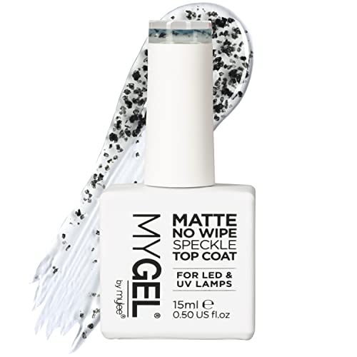 MYGEL by Mylee Matte No-Wipe Speckle Top Coat Smalto per unghie Gel Semipermanente 15ml, UV/LED Nail Art Manicure Pedicure, per Uso Professionale e Domestico, Lunga Durata, Facile da Applicare