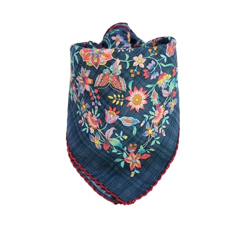 Arumary Soft Cotton & Viscose(Bamboo) Floral Bandanas Hair wrapper Headband Handkerchief Hair scarf Neckerchief 21X21 (Flower Garden)